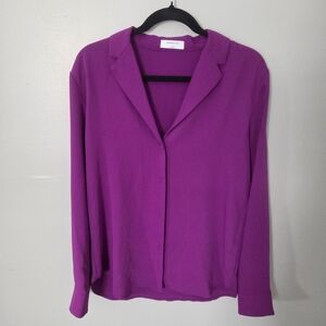 Aritzia Babaton Womens Purple Button Down Blouse Quiet Luxury Classic SZ S